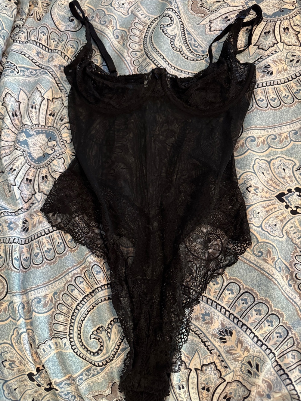 Sheer Black Lace Bodysuit